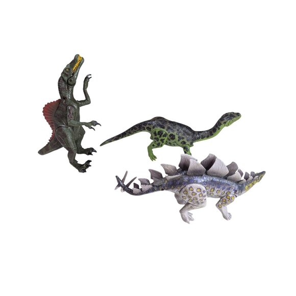 Kid Galaxy Poseable Dinosaur Toys Set Of 3 - Spinosaurus Stegosaurus & Riojasaur - Picture 2 of 6